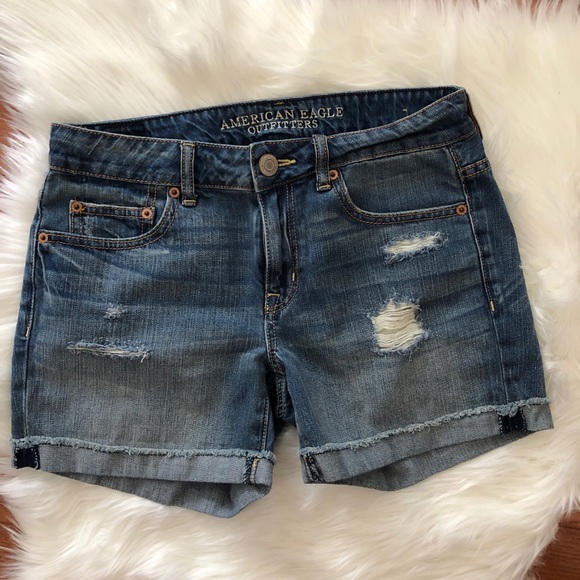 American Eagle Midi Distressed Jean Shorts - Picture 1 of 3